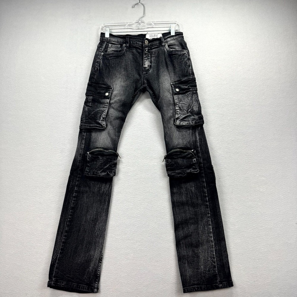 Evolution‎ In Design Stacked Cargo Jeans Boys 20 28x32* Gray Denim Pants Grunge